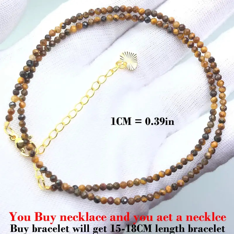 Simple Bohemian Natural Stone Cut the Shiny Beads Necklace Bracelet Set for Women Charms Fashion Female Party Gift Jewelry