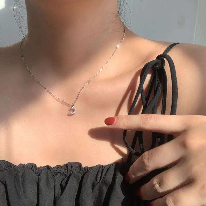 925 Sterling Silver Letter Necklace Shiny Zircon Letter Pendant Collar Chain Your Name Necklace Wedding Jewelry Birthday Gift