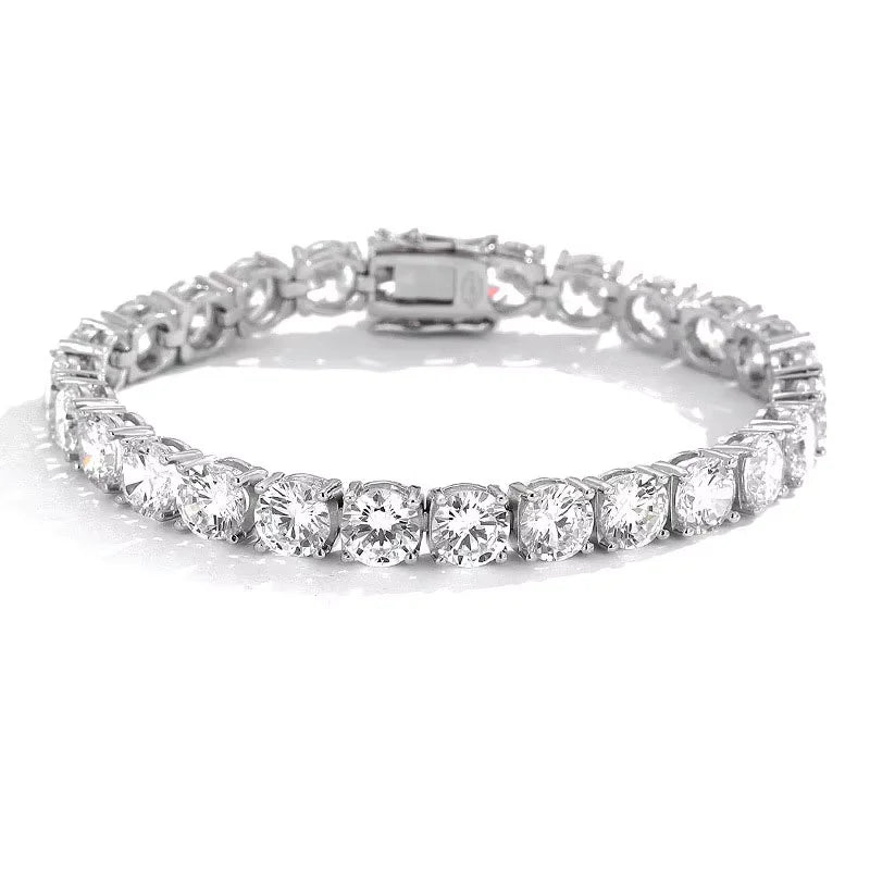 KNOBSPIN 2mm Moissanite Tennis Bracelet 925 Sterling Silver Plated White Gold Bracelet for Women Man Sparkling Party Jewelry