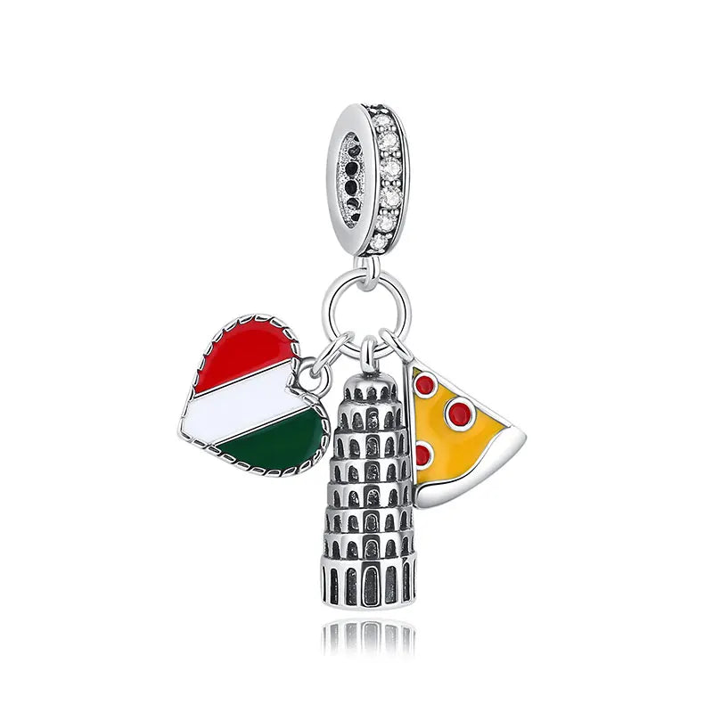 Original 925 Sterling Silver Charms Love Travel London Bus Paris Eiffel Tower Beads Fit Bracelets Necklaces Women DIY Jewelry