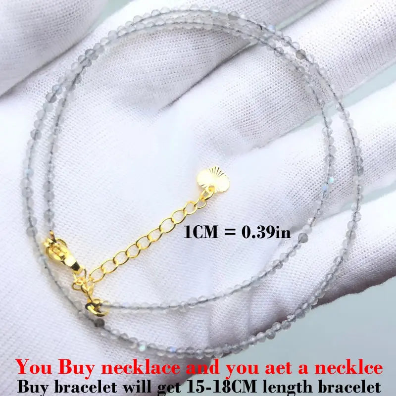 Simple Bohemian Natural Stone Cut the Shiny Beads Necklace Bracelet Set for Women Charms Fashion Female Party Gift Jewelry
