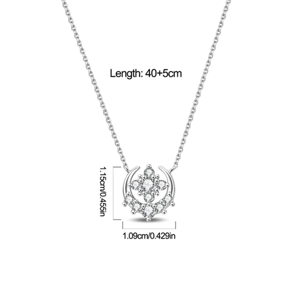 Simple and Elegant 925 Sterling Silver Seashell Teardrop Four-Leaf Clover Star Moon Bible Crystal Lock Necklace Precious Gifts