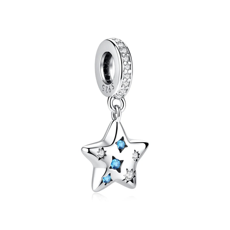 925 Sterling Silver Charms Fit Original Bracelets Star Moon Sun Spaceman Pendant Beads DIY Women Necklaces Jewelry