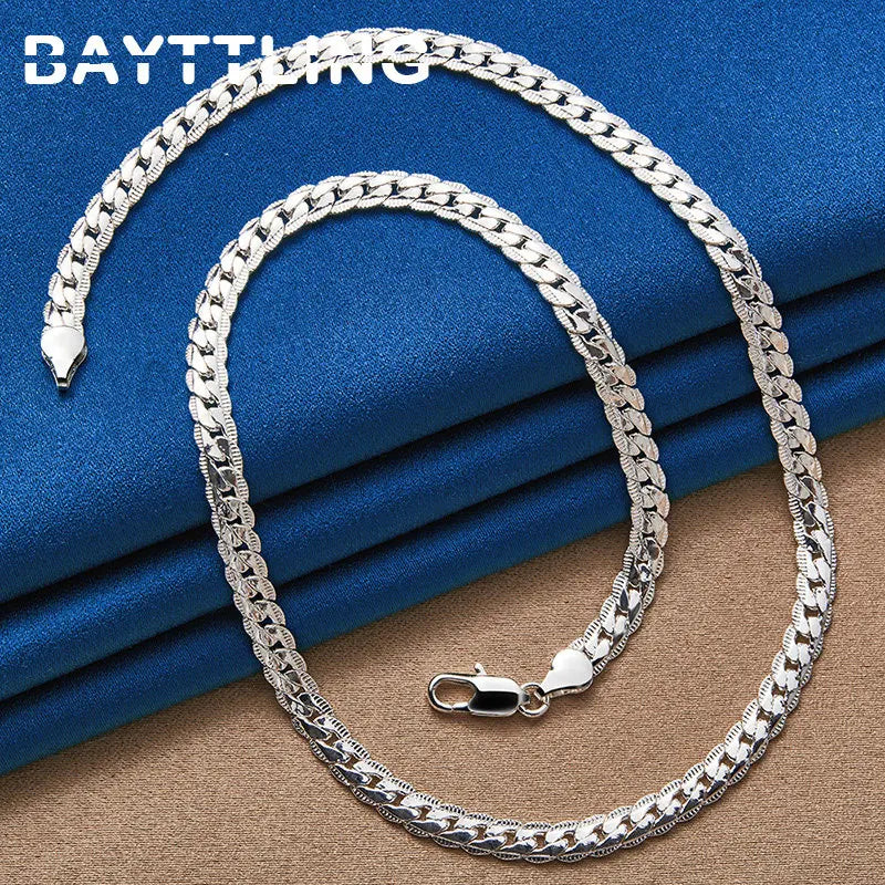925 Silver 16-24Inch 40-60cm 18K Gold 5mm Full Sideways Chain Necklace For Women Man Fashion Wedding Party Charm Jewelry