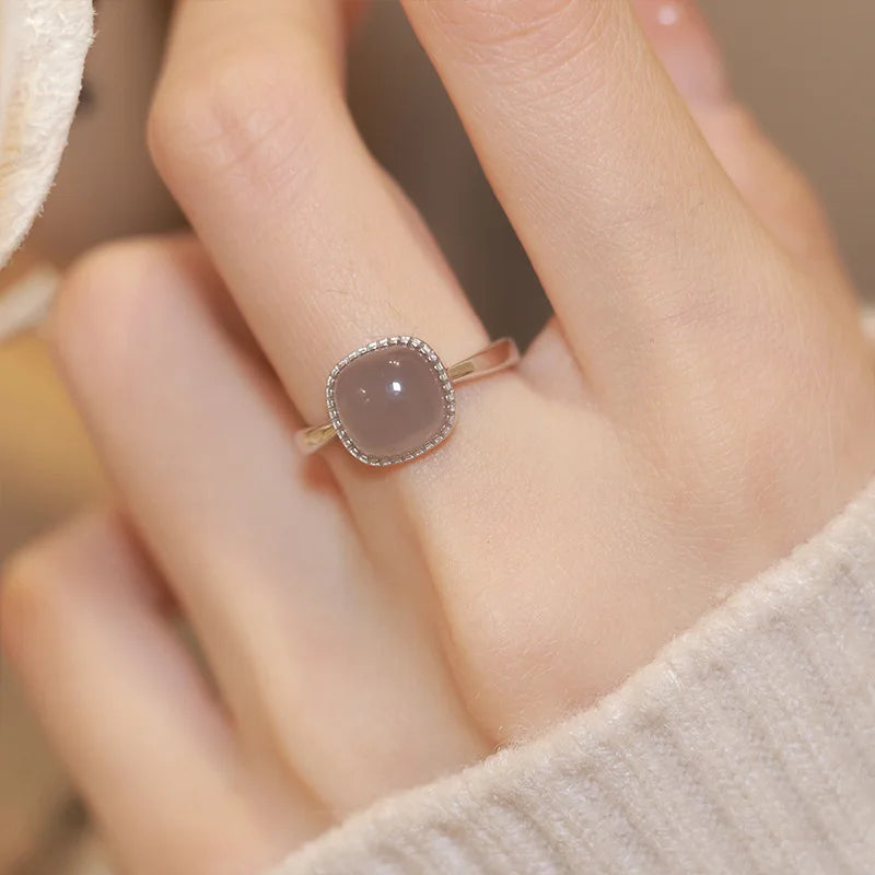 925 Sterling Silver plated Liquid Lava Hetian Jade Bamboo Ring for Women Girl Gift Irregular Vintage Jewelry Dropshipping