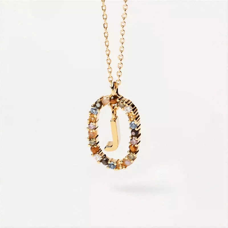 26 English Letters Pendant Necklace Zircon Fashion A - Z Initial M S C K Trendy Alphabet Long Chain For Women My Name Jewelry