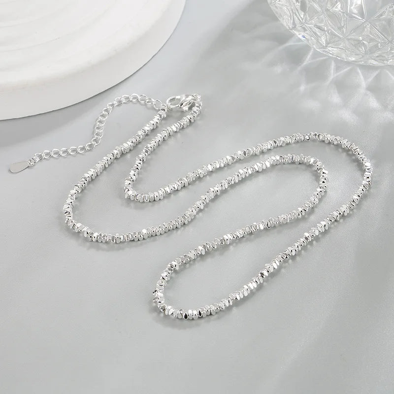 PANJBJ 925 Sterling Silver Line Necklace for Women Girl Fashion Concise  Individuality Jewelry Birthday Gift Dropshipping