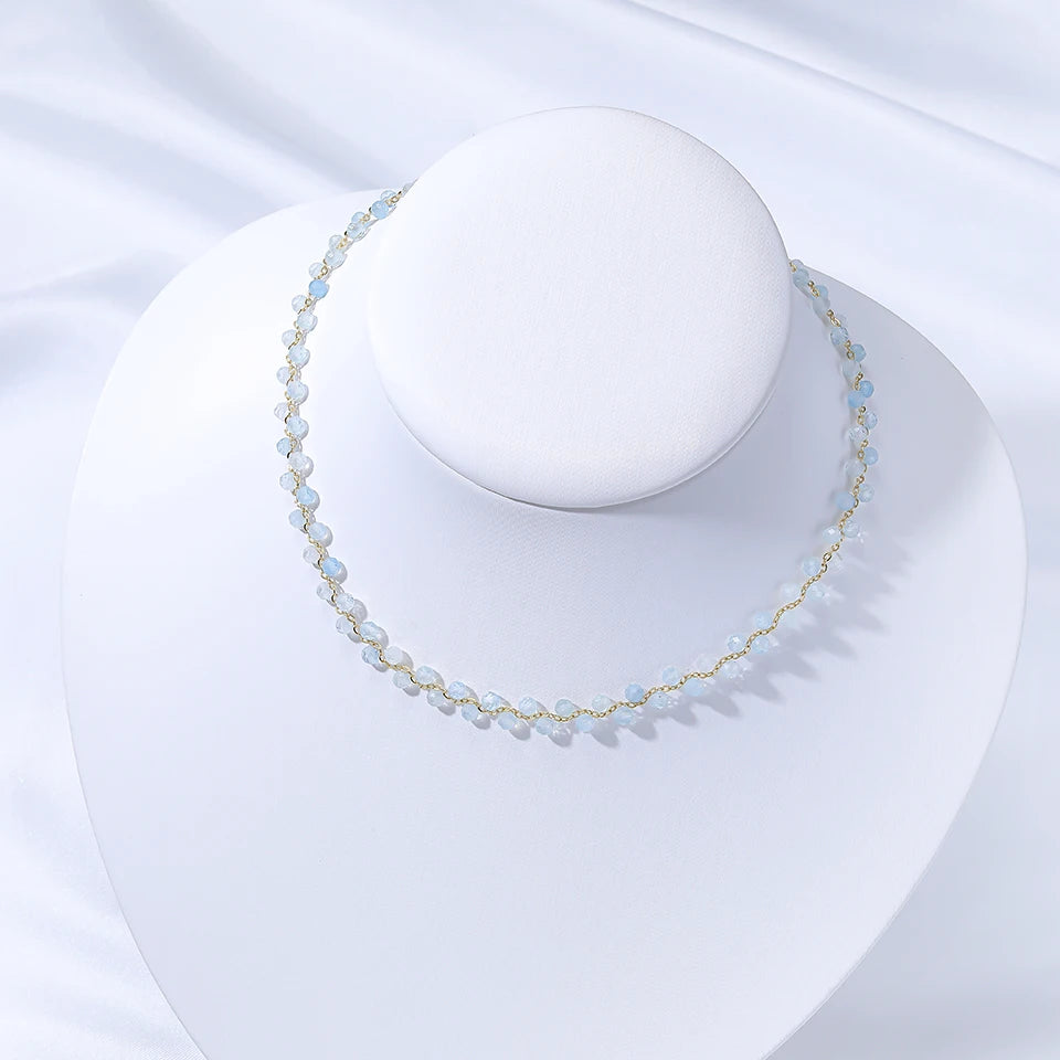 Lina Jw Natural Stone Necklace for Women Tourmaline/Fluorite/Amethyst Handwork Choker Jewelry Party/Wedding Design Luxury Gift