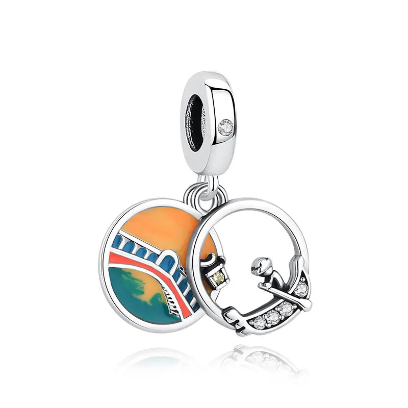 Original 925 Sterling Silver Charms Love Travel London Bus Paris Eiffel Tower Beads Fit Bracelets Necklaces Women DIY Jewelry