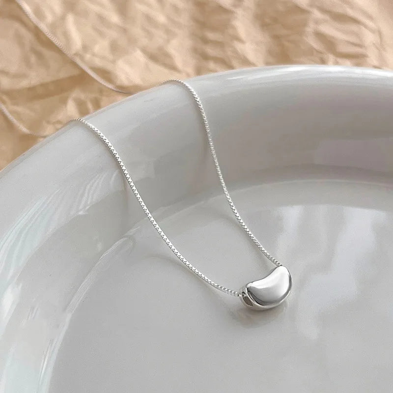 New 925 Sterling Silver Geometric Necklace Simple Personality Charm Women's Pendant Choker Birthday Gift Exquisite Jewelry