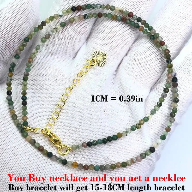 Simple Bohemian Natural Stone Cut the Shiny Beads Necklace Bracelet Set for Women Charms Fashion Female Party Gift Jewelry