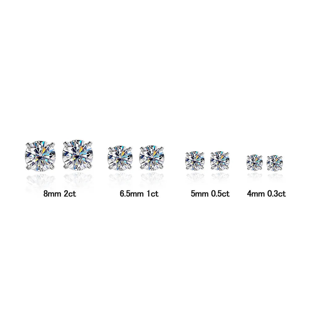 KNOBSPIN Moissanite Earring 0.2-2ct D VVS1 GRA Certified Lab Diamond 4 Claw s925 Sterling Silver Stud Earrings for Women Man