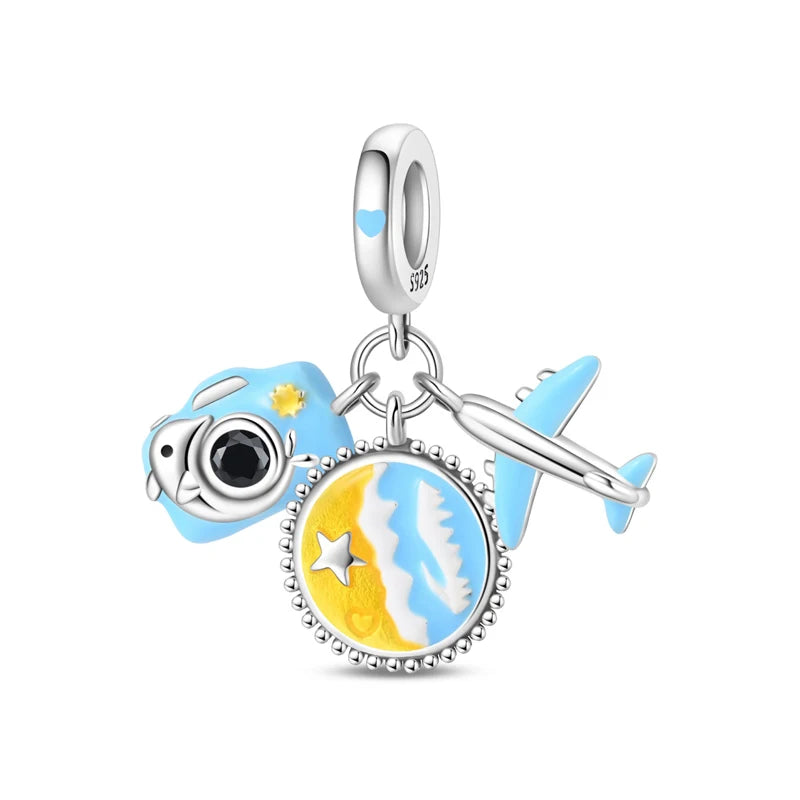 Original 925 Sterling Silver Charms Love Travel London Bus Paris Eiffel Tower Beads Fit Bracelets Necklaces Women DIY Jewelry