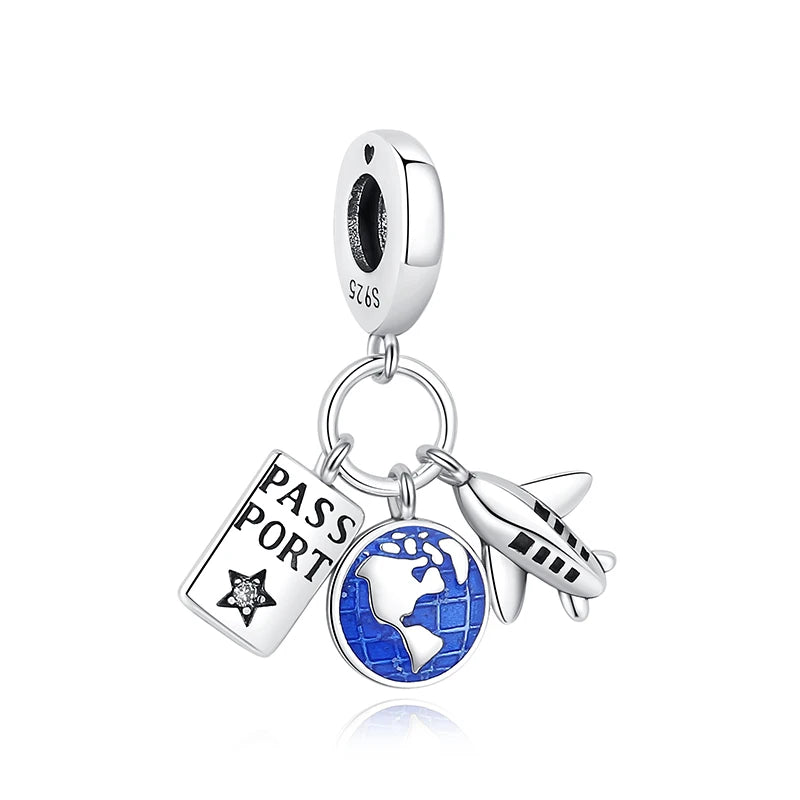 Original 925 Sterling Silver Charms Love Travel London Bus Paris Eiffel Tower Beads Fit Bracelets Necklaces Women DIY Jewelry