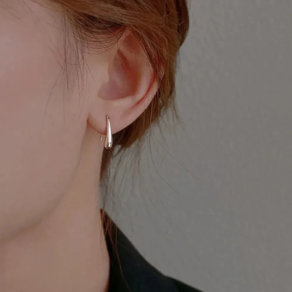 Silver Water Drop Shape Earrings for Women  Simple Temperament Ins Retro Jewelry Party Birthday