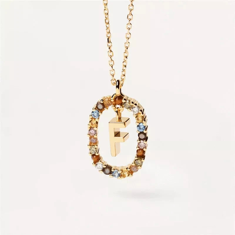 26 English Letters Pendant Necklace Zircon Fashion A - Z Initial M S C K Trendy Alphabet Long Chain For Women My Name Jewelry