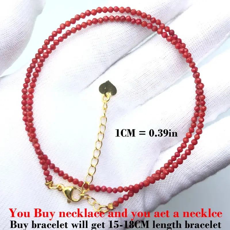Simple Bohemian Natural Stone Cut the Shiny Beads Necklace Bracelet Set for Women Charms Fashion Female Party Gift Jewelry