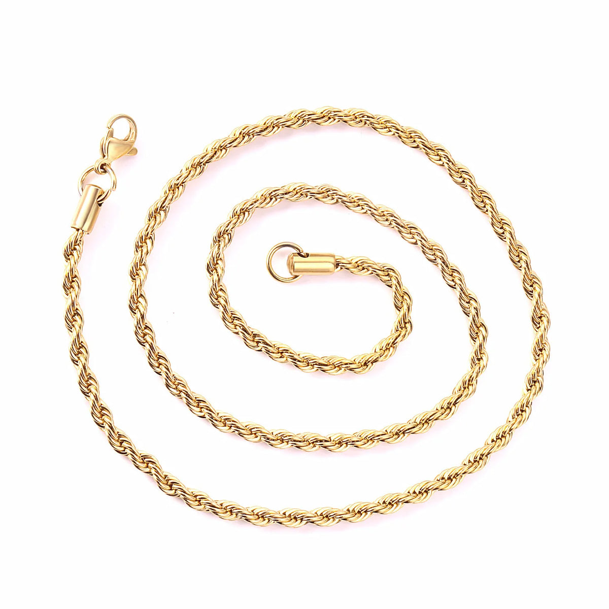 Classic Dainty Gold Color Rope Chain Necklaces for Women Men Chic Twisted Collar Waterproof Stainless Steel Link 2/3/4mm Width