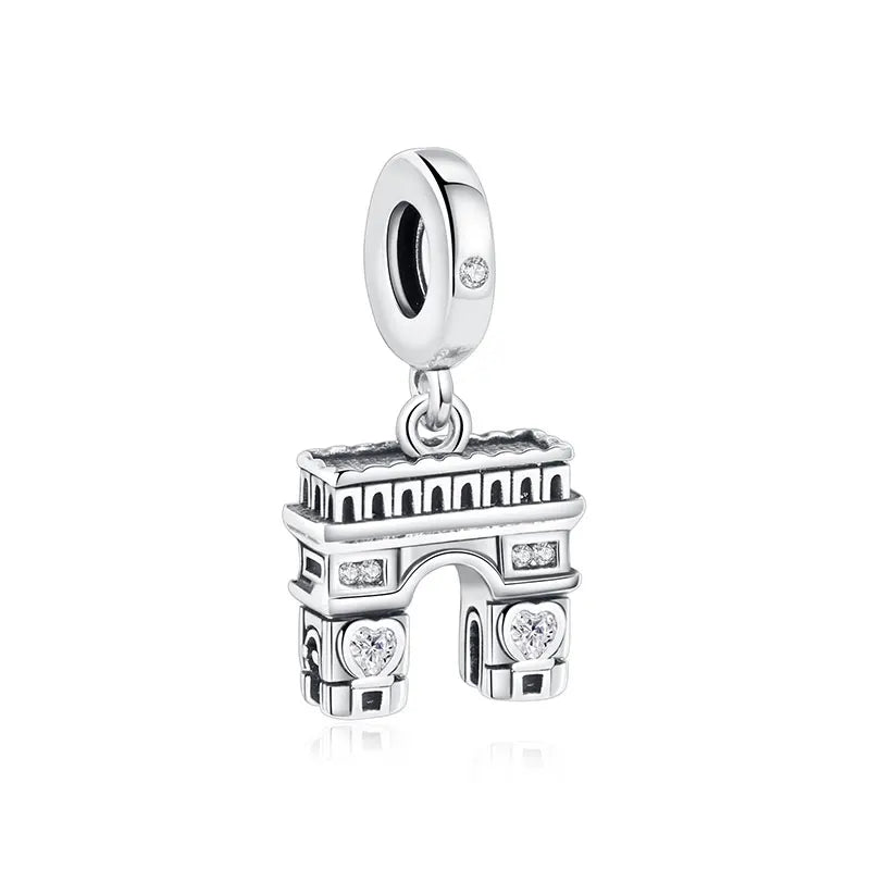 Original 925 Sterling Silver Charms Love Travel London Bus Paris Eiffel Tower Beads Fit Bracelets Necklaces Women DIY Jewelry