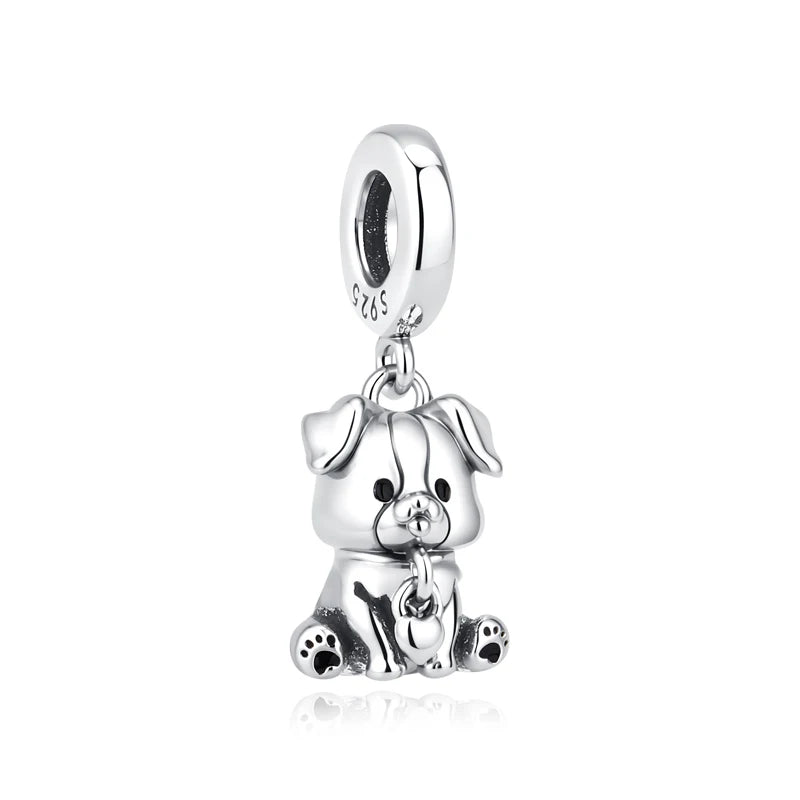 Original 925 Sterling Silver Charms Love Pets Dog Cat Paw Print Pendant Beads Fit Brand Bracelets Necklaces Women DIY Jewelry