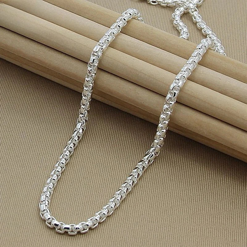 hot 925 Sterling Silver Round Box Chain 20/24Inch Necklace For Woman Men Fashion Wedding Engagement Charm Jewelry