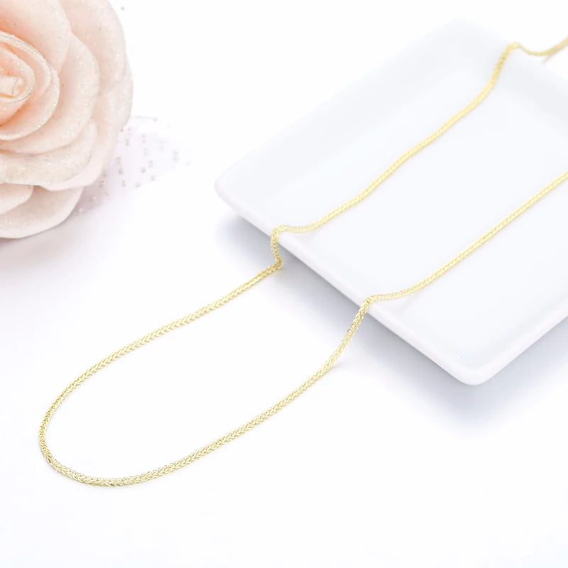 45-60cm 3mm 925 Sterling Silver Gold Chain Necklace Women's Italian Jewelry