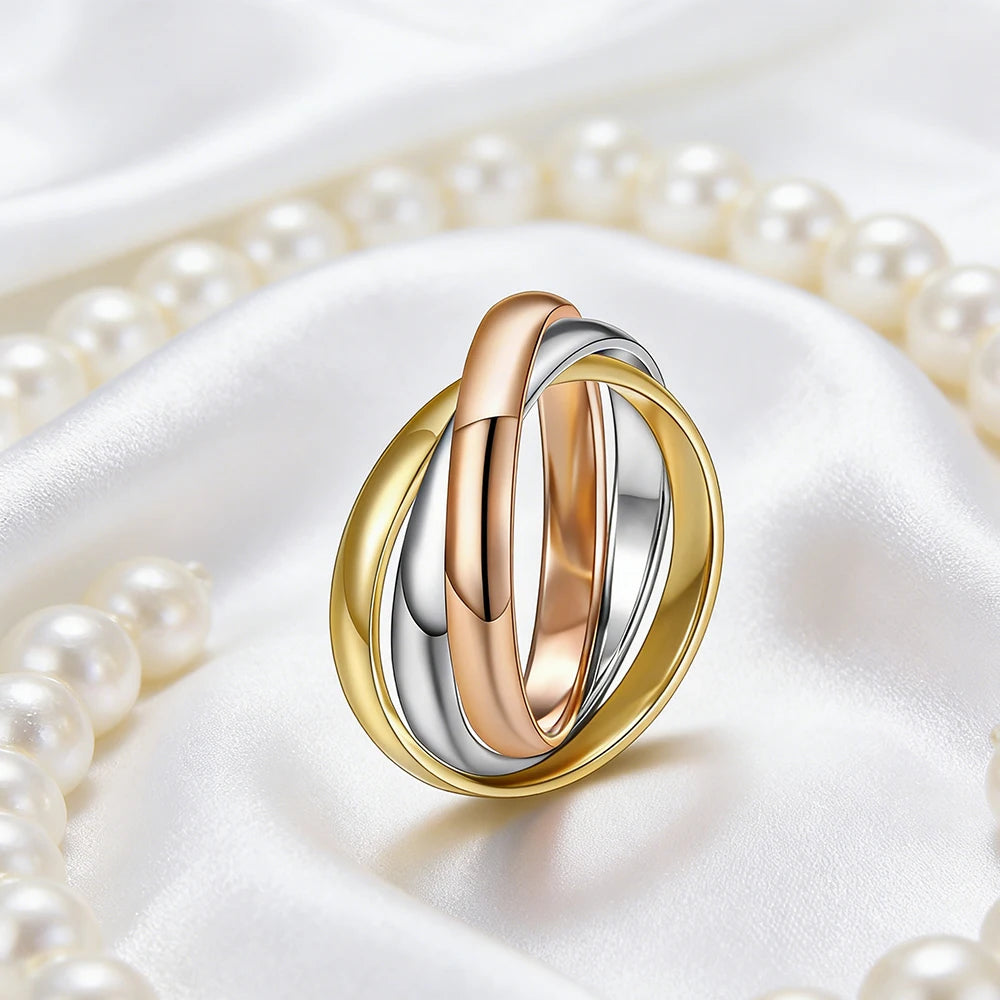 Fashion 3 Finger Ring Sets For Women Stainless Steel Wedding Engagement Rings for Couples Personalized Jewelry Wholesale