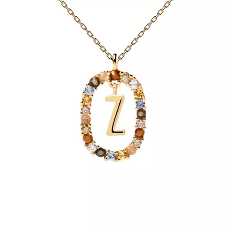 26 English Letters Pendant Necklace Zircon Fashion A - Z Initial M S C K Trendy Alphabet Long Chain For Women My Name Jewelry