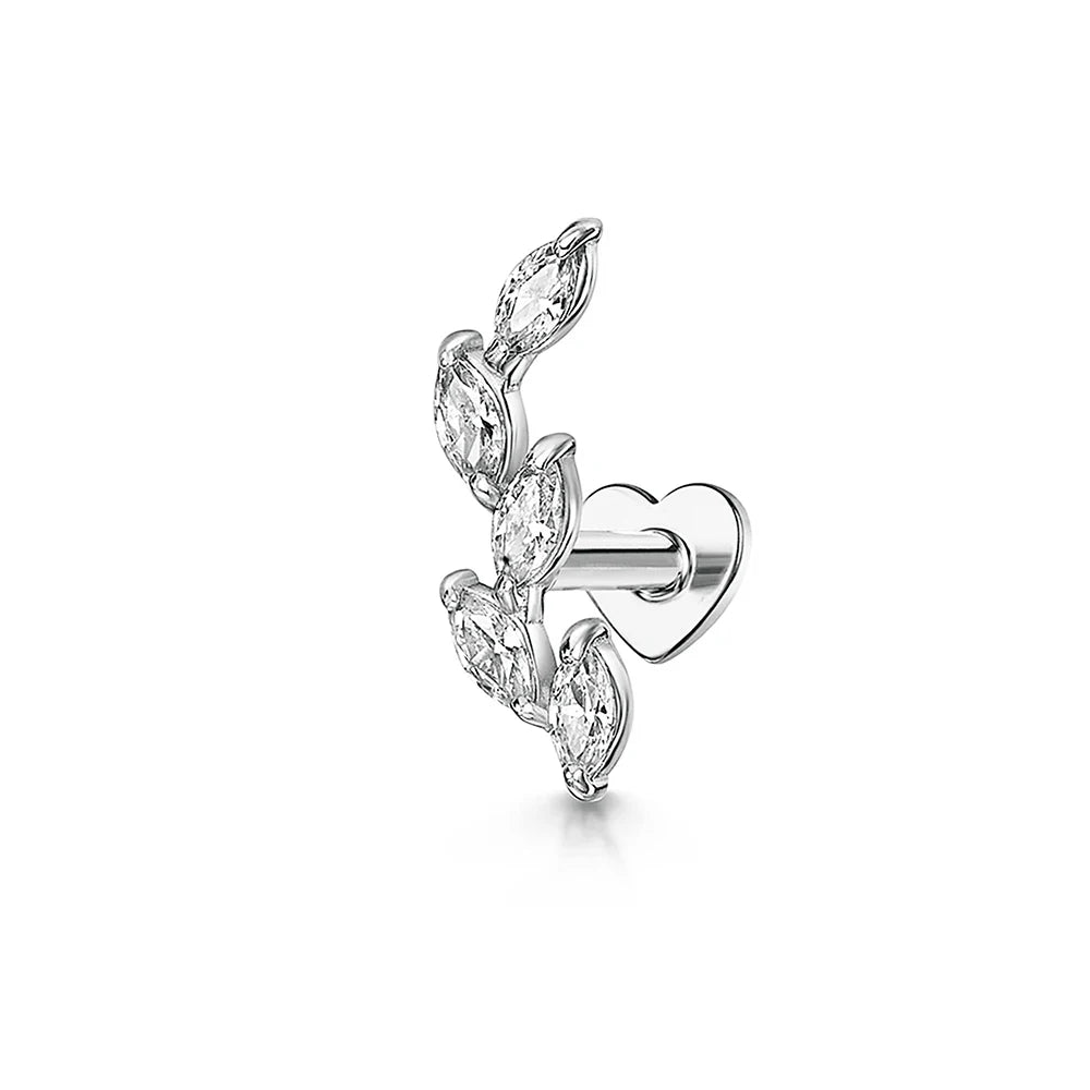 CANNER 1PC 925 Sterling Silver Crown Horse Eye Zircon Heart Flat Head Cartilage Piercing Stud Earring For Women Claasic Earring