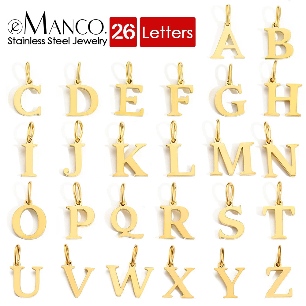 EMANCO Initial Alphabet Pendant Stainless Steel Charms for Making Necklace Minimalism Accessories Women's Jewelry Wholesale