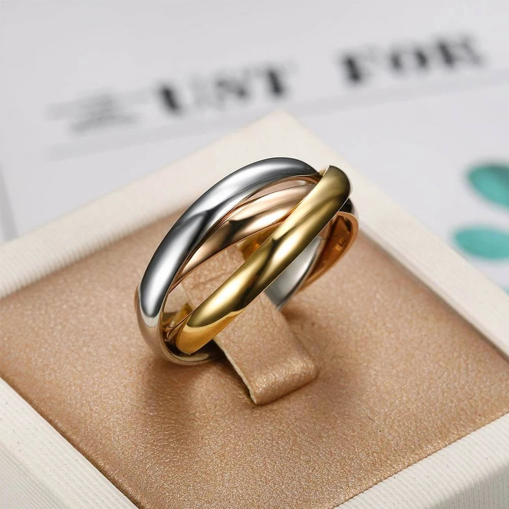 Fashion 3 Finger Ring Sets For Women Stainless Steel Wedding Engagement Rings for Couples Personalized Jewelry Wholesale