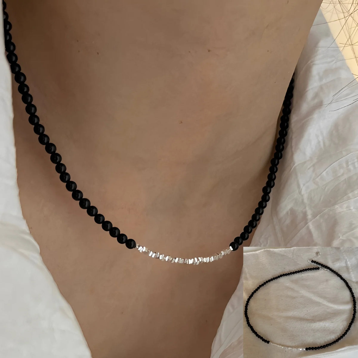 PANJBJ 925 Sterling Silver Line Necklace for Women Girl Fashion Concise  Individuality Jewelry Birthday Gift Dropshipping