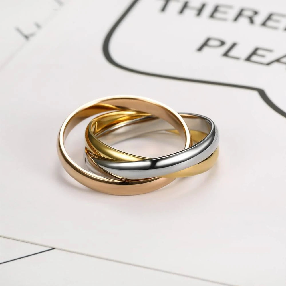 Fashion 3 Finger Ring Sets For Women Stainless Steel Wedding Engagement Rings for Couples Personalized Jewelry Wholesale