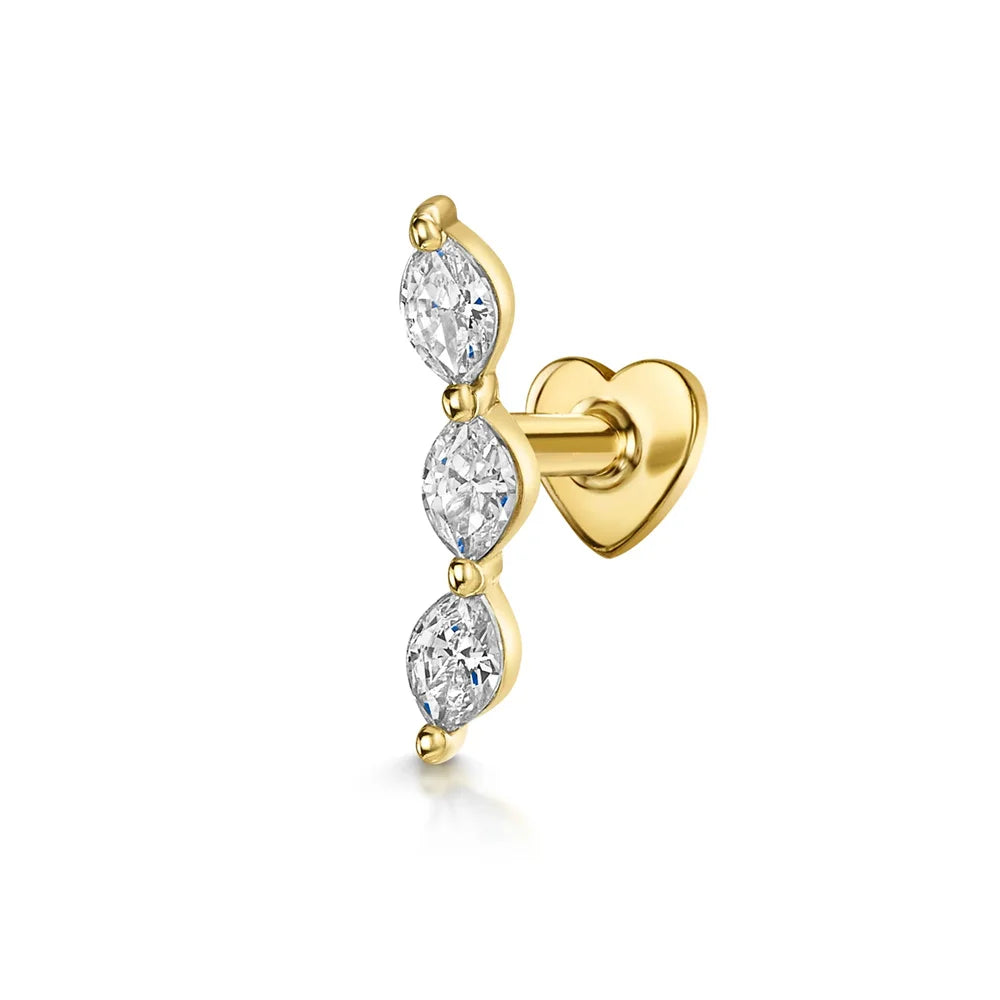 CANNER 1PC 925 Sterling Silver Crown Horse Eye Zircon Heart Flat Head Cartilage Piercing Stud Earring For Women Claasic Earring