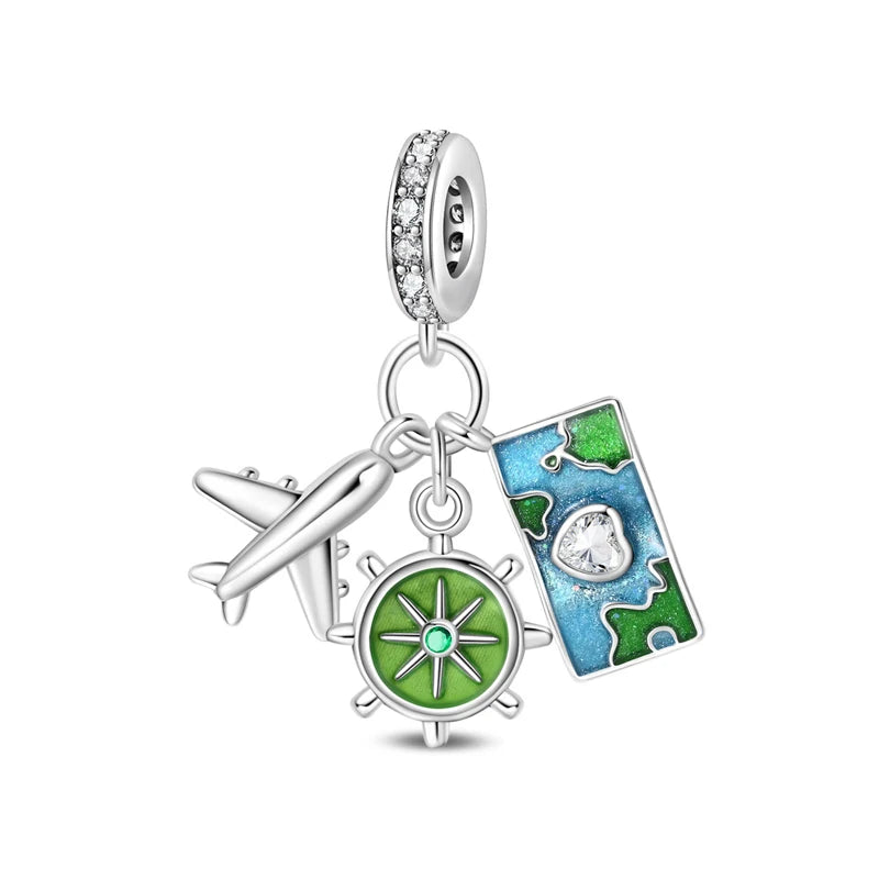 Original 925 Sterling Silver Charms Love Travel London Bus Paris Eiffel Tower Beads Fit Bracelets Necklaces Women DIY Jewelry