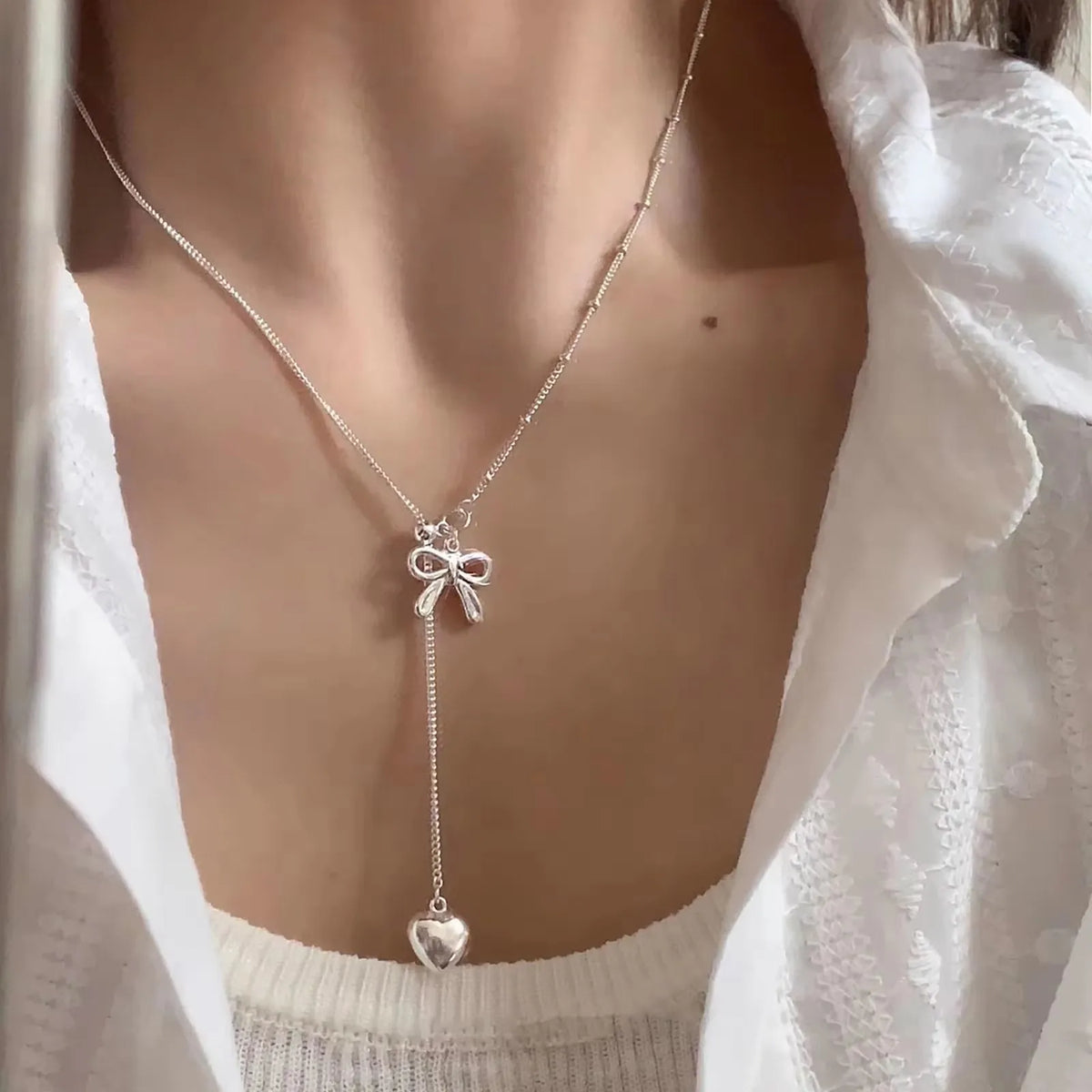PANJBJ 925 Sterling Silver Line Necklace for Women Girl Fashion Concise  Individuality Jewelry Birthday Gift Dropshipping