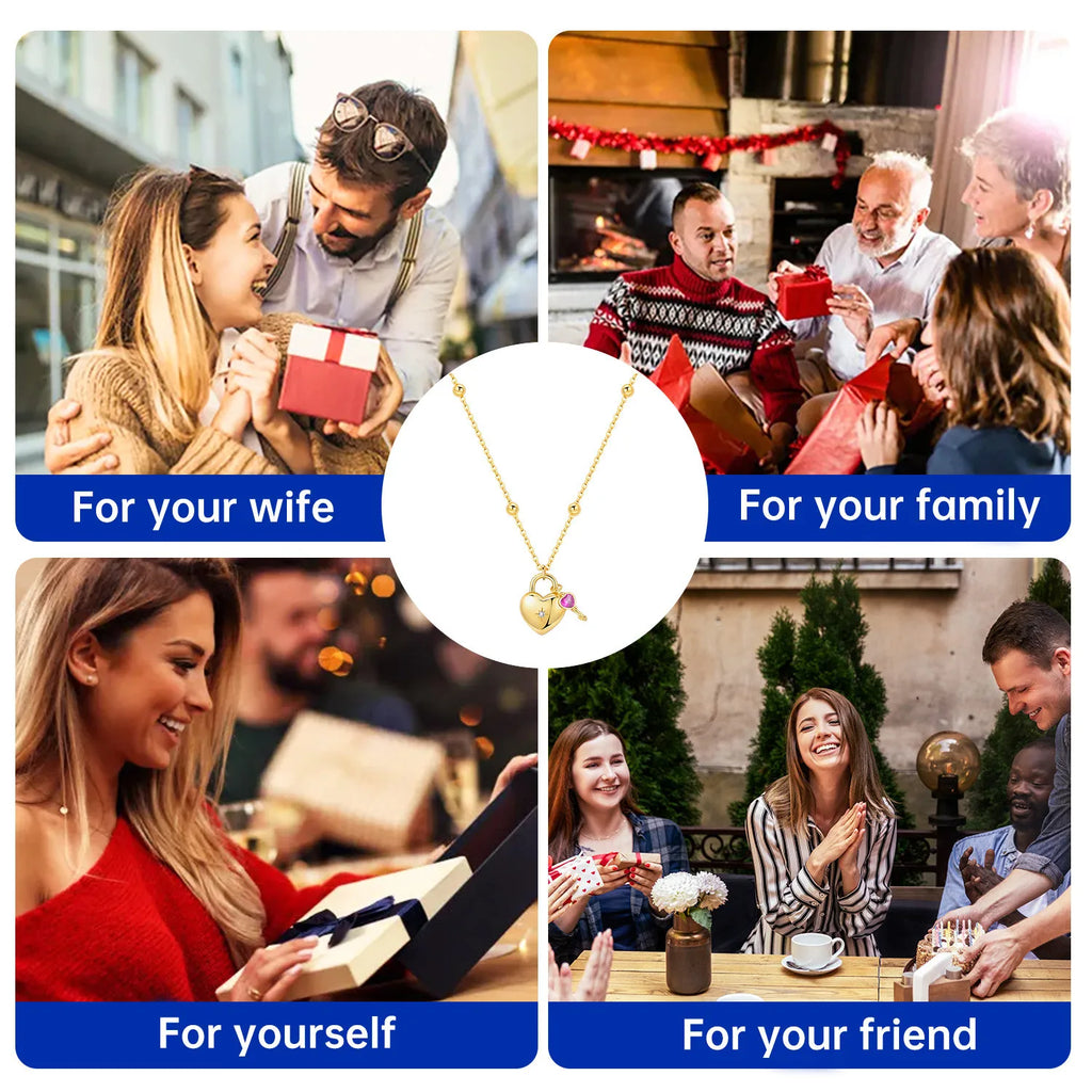 Minimalist Dainty 925 Sterling Silver Heart Lock and Key Y-shaped Chain Necklace 18K Gold Plated Jewelry Gift For Women Birthday