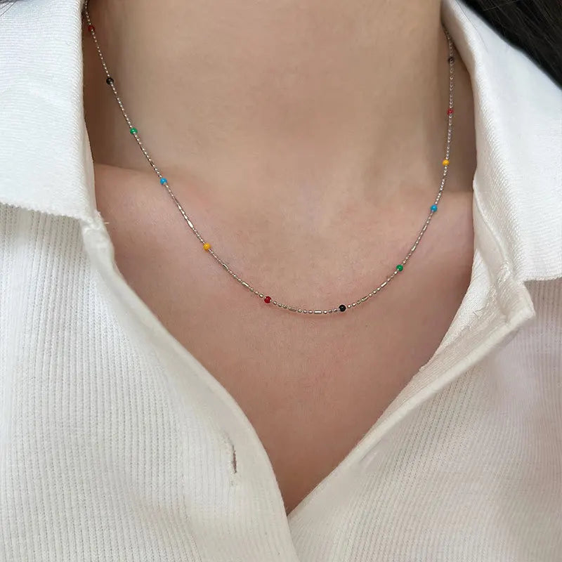 New 925 Sterling Silver Necklace Simple Personality Charm Choker Birthday Gift for Women Exquisite Jewelry Accessories