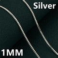 925 Sterling Silver Necklace Gold Plated, 1mm Box Foundation Chain Fine Jewelry Engagement Gift for Women