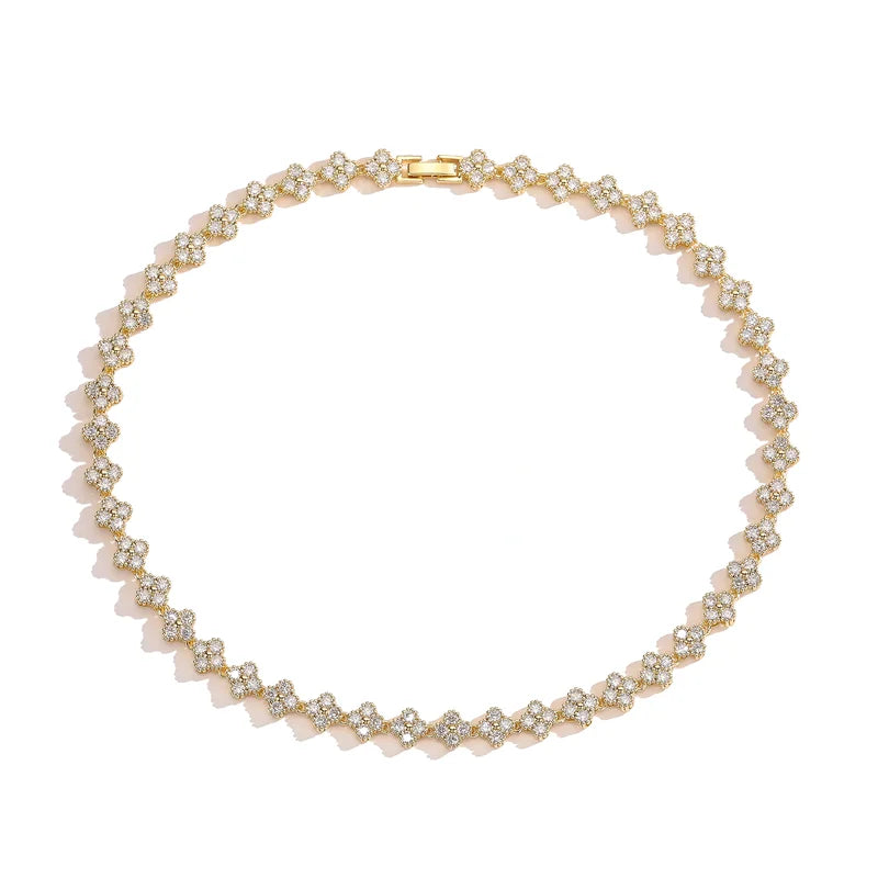 HECHENG,AAAAA Brass 18K gold-plated Flower Necklace Bracelet Jewelry Set ，for Christmas gift for women and best friend