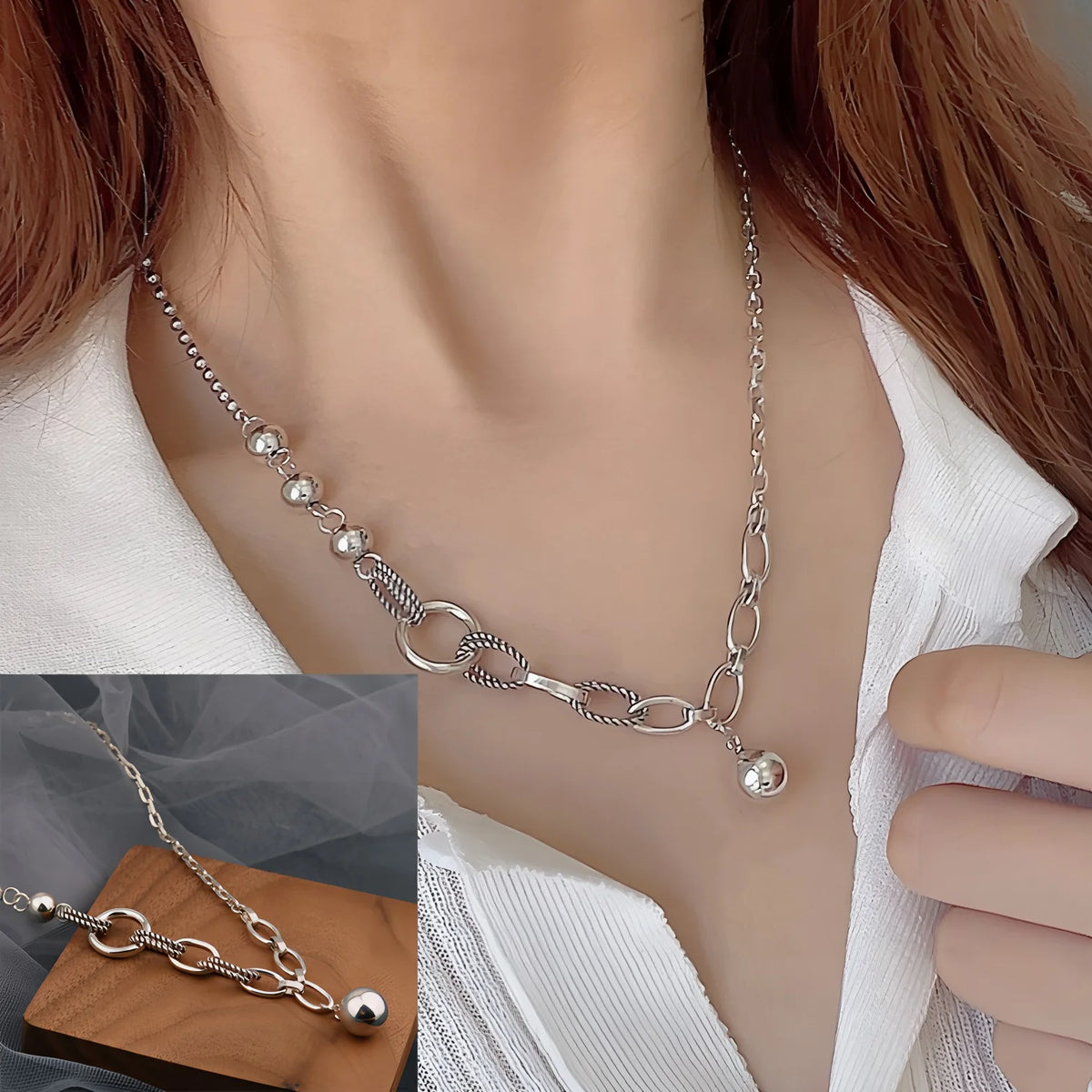 PANJBJ 925 Sterling Silver Line Necklace for Women Girl Fashion Concise  Individuality Jewelry Birthday Gift Dropshipping