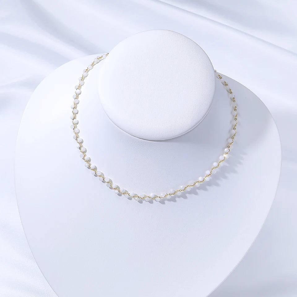 Lina Jw Natural Stone Necklace for Women Tourmaline/Fluorite/Amethyst Handwork Choker Jewelry Party/Wedding Design Luxury Gift