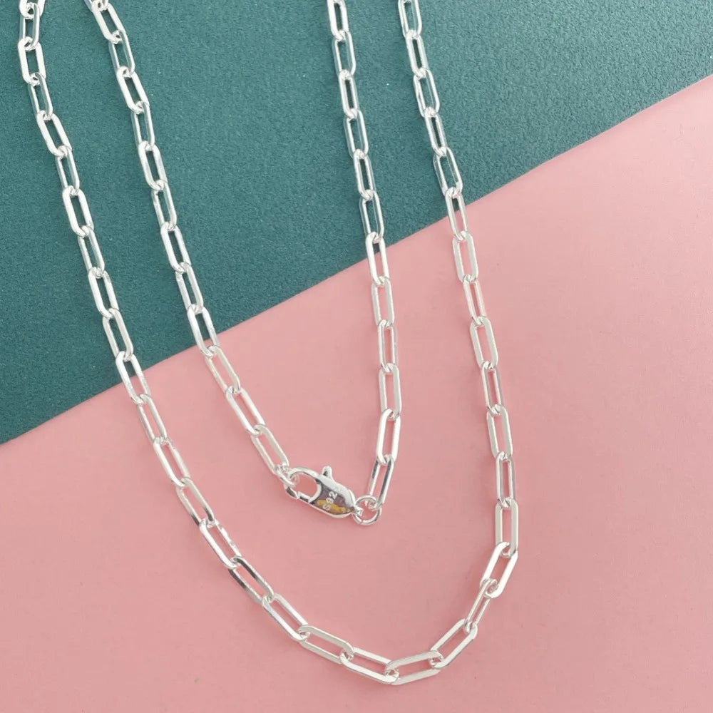 New Original 925 sterling Silver gorgeous 4MM fit pendant chain necklace for women fashion wedding party Costume jewelry gifts