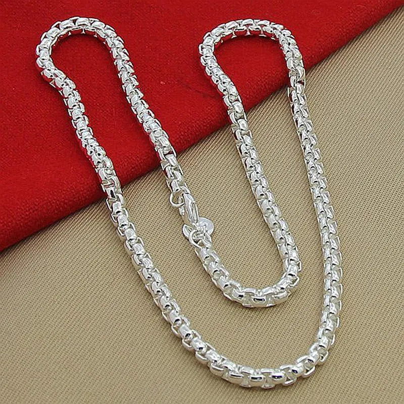 hot 925 Sterling Silver Round Box Chain 20/24Inch Necklace For Woman Men Fashion Wedding Engagement Charm Jewelry