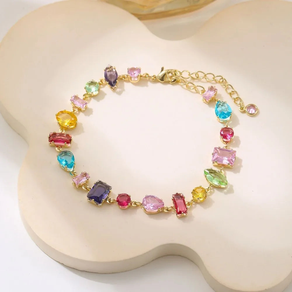 Luxury Colourful Crystal Zircon Necklace for Women Fashion Party Jewelry Accessory Ladies Elegant Zircon Jewelry