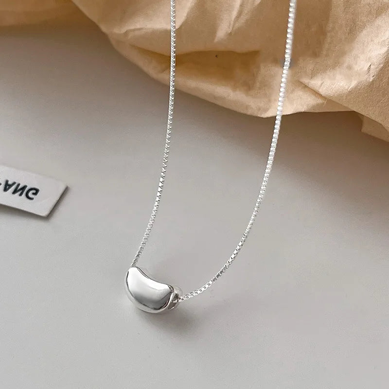New 925 Sterling Silver Geometric Necklace Simple Personality Charm Women's Pendant Choker Birthday Gift Exquisite Jewelry