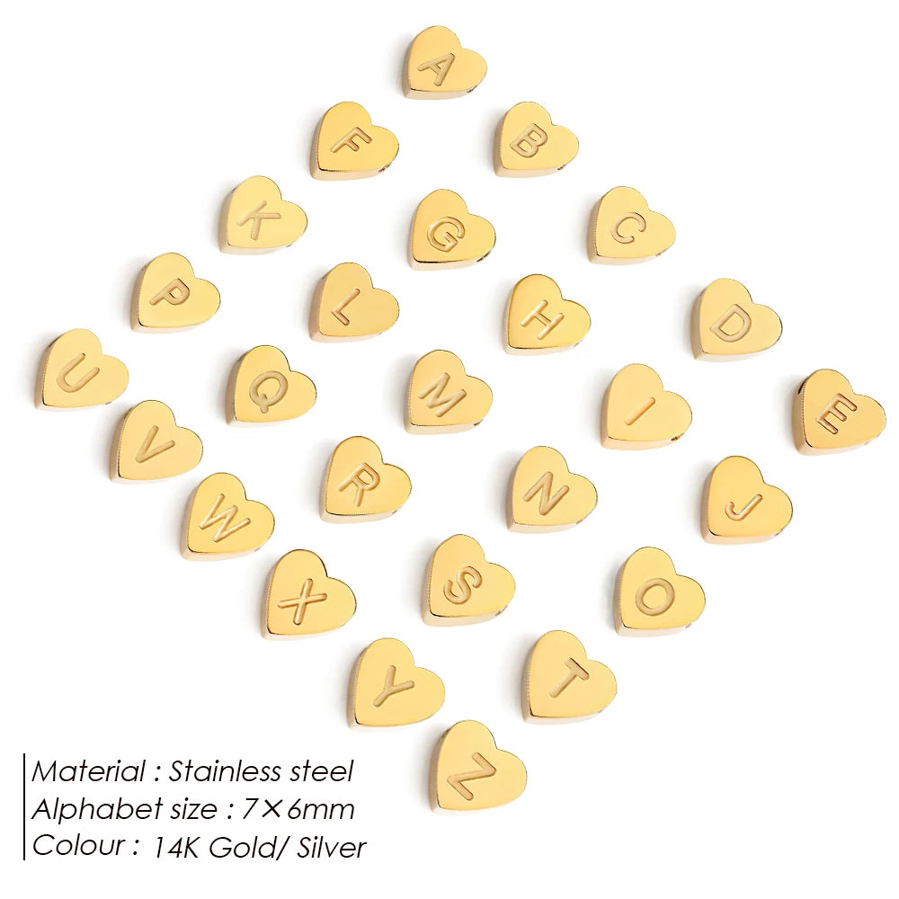 EMANCO Initial Name Heart Shape Pendant for Necklaces Stainless Steel Necklace for Women Bracelet Make Earrings Jewelry