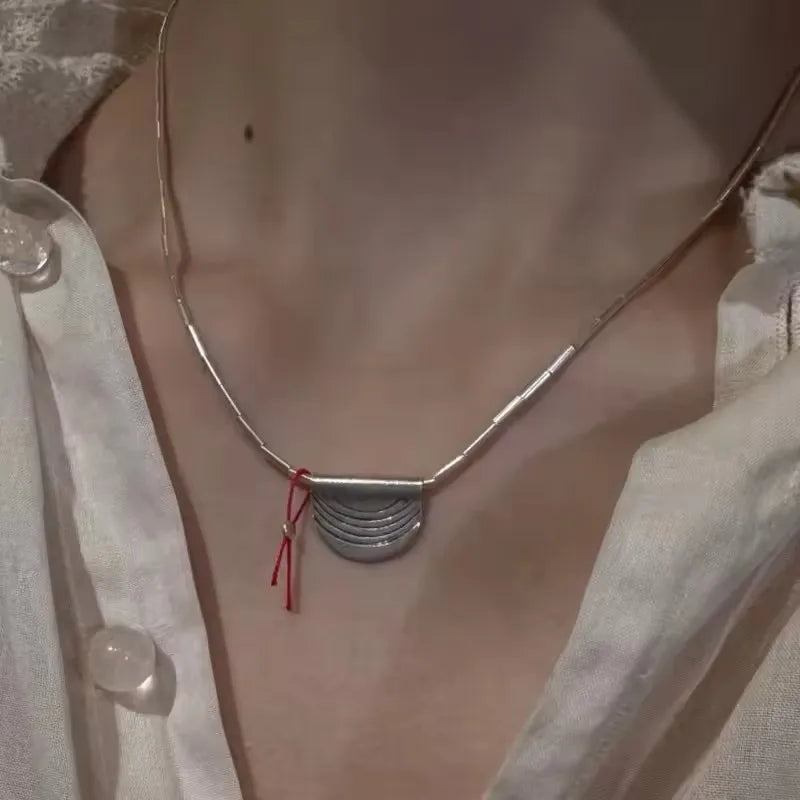 PANJBJ 925 Sterling Silver Line Necklace for Women Girl Fashion Concise  Individuality Jewelry Birthday Gift Dropshipping