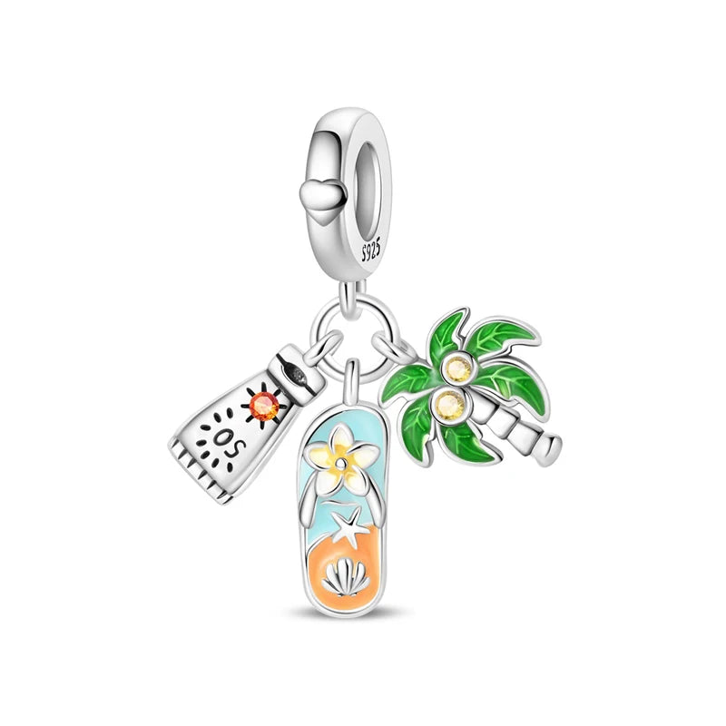 Original 925 Sterling Silver Charms Love Travel London Bus Paris Eiffel Tower Beads Fit Bracelets Necklaces Women DIY Jewelry