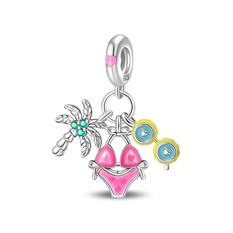 Original 925 Sterling Silver Charms Love Travel London Bus Paris Eiffel Tower Beads Fit Bracelets Necklaces Women DIY Jewelry